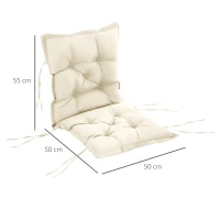 Outsunny Perna de Scaun de Gradina, Perna de Scaun in Aer Liber cu Cordoane de Prindere si Umplutura Groasa, Alb Crem, 100cm Latime(m-3)