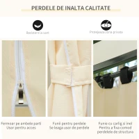 Outsunny Foisor de Gradina 3x4 m cu Perdele si Acoperis cu 2 Niveluri din Otel si Poliester, Alb Crem(m-4)