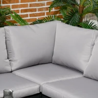 Outsunny Set pentru gradina 4 bucati cu 2 canapele 2 locuri, fotoliu de colt si masuta de cafea din geam securizat, gri si negru(m-9)