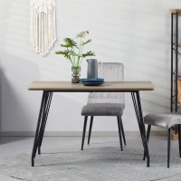 HOMCOM Masa pentru 4 persoane, masa de zi cu blat efect lemn si picioare din otel, 120x70x76cm(m-7)
