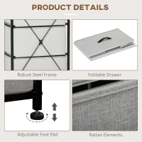 HOMCOM Comoda 5 sertare in stil industrial, comoda pentru dormitor cu sertare detasabile din material textil, lemn si otel, 45x30x116cm(m-6)