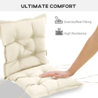 Outsunny Perna de Scaun de Gradina, Perna de Scaun in Aer Liber cu Cordoane de Prindere si Umplutura Groasa, Alb Crem, 100cm Latime(m-5)