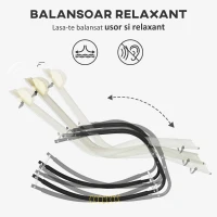 Outsunny Scaun Balansoar de Gradina din Otel cu Cotiere si Tetiera Detasabile, 67x144x87 cm, Gri si Bej(m-4)