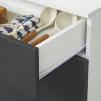 HOMCOM Dulap de Bucatarie, Dulap de Depozitare Independent cu Usi Lucioase Intens, Rafturi Reglabile si Sertar pentru Camera de Zi, Camera de Luat Masa, 177cm, Gri(m-9)