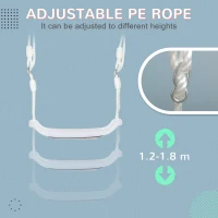 Outsunny Leagan pentru copii 9-36 luni din plastica PP si PE pentru spatii interioare si exterioare cu franghie reglabila si lumini LED, 39x16.5x120-180 cm, alb(m-5)