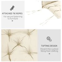 Outsunny Perna de Scaun de Gradina, Perna de Scaun in Aer Liber cu Cordoane de Prindere si Umplutura Groasa, Alb Crem, 100cm Latime(m-6)