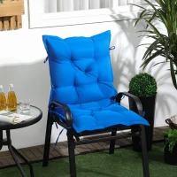 Outsunny Perna de Scaun de Gradina, Perna de Scaun in Aer Liber cu Cordoane de Prindere si Umplutura Groasa, Albastru, 100cm Latime(m-2)