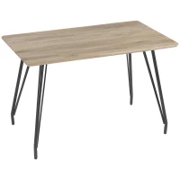 HOMCOM Masa pentru 4 persoane, masa de zi cu blat efect lemn si picioare din otel, 120x70x76cm(m-1)