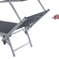 Outsunny Garden Sun Lounger Texteline Chaise Lounge Reclining Chair with Canopy Adjustable Backrest Bed Aluminium Frame - Grey(m-12)