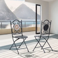 OUTSUNNY Mosaic Garden Folding Chair Set Outdoor Dining Furniture Set of 2(m-2)