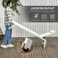 Outsunny Sezlong din Aluminiu si Poliester, Set  2 Bucati Bej de Gradina cu 5 Niveluri de Inclinare, 55x195x30 cm(m-5)