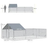 Pawhut Cotet Mare pentru 15-18 Gaini – Otel Zincat cu Copertina(m-3)
