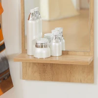 HOMCOM Organizator Modern 3 in 1 pentru Holul de la Intrare cu Dulap de Depozitare a Pantofilor, Cuier de Hol, Organizator de Perete cu Oglinda, Cuier de Haine Montat pe Perete pentru Hol, Natur(m-8)