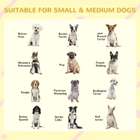 PawHut Cusca pentru Caini Talie Mica si Medie din Lemn de Brad, Design Inaltat cu Perdea de Protectie, 2 Ferestre si Baza Detasabila, 109x79x72 cm(m-4)