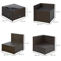 Outsunny Set de Gradina 8 Piese cu 4 Fotolii, 2 Fotolii de colt si 2 Masute pentru Gradina din Ratan Maro(m-3)