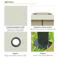 Outsunny Foisor de Gradina 3x4 m cu Perdele si Acoperis cu 2 Niveluri din Otel si Poliester, Alb Crem(m-5)