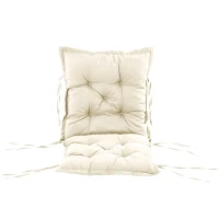 Outsunny Perna de Scaun de Gradina, Perna de Scaun in Aer Liber cu Cordoane de Prindere si Umplutura Groasa, Alb Crem, 100cm Latime(m-7)