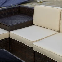 Outsunny Set de Gradina 8 Piese cu 4 Fotolii, 2 Fotolii de colt si 2 Masute pentru Gradina din Ratan Maro(m-8)