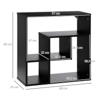 HOMCOM Biblioteca de Perete cu Rafturi  Asimetrice, Etajera de Perete din PAL pentru Casa si birou, 60x25x60cm, Negru(m-3)