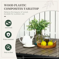 Outsunny Set de Gradina 5 Bucati din Ratan PE si Otel, 4 Scaune de Exterior cu Perne Capitonate si Masa Dreptunghiulara cu Blat din Plastic, Negru si Gri(m-6)