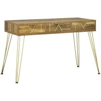 Vinsetto Masa consola pentru hol intrare in stil vintage din PAL si otel cu 3 sertare si picioruse antiderapante, 120x55x79 cm, bronz si auriu(m-1)