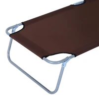 Outsunny Reclining Chair Folding Lounger Seat with Sun Shade Awning Beach Garden Outdoor Patio Recliner Adjustable (Brown)(m-9)