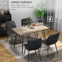 HOMCOM Masa pentru 4 persoane, masa de zi cu blat efect lemn si picioare din otel, 120x70x76cm(m-5)