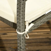 Outsunny Set de Exterior din Ratan PE de 5 Piese, Masa de Gradina cu Blat din Sticla si  4 Scaune cu Perne, Gri(m-6)