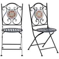OUTSUNNY Mosaic Garden Folding Chair Set Outdoor Dining Furniture Set of 2(m-1)