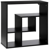 HOMCOM Biblioteca de Perete cu Rafturi  Asimetrice, Etajera de Perete din PAL pentru Casa si birou, 60x25x60cm, Negru(m-1)