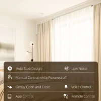 HOMCOM Sina pentru Perdele Automate de pana la 4,6 m cu Latime Reglabila, Telecomanda, APP, Alexa si Google, Alb(m-7)