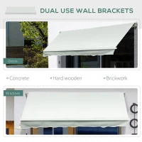Outsunny Copertina pentru soare cu brate si actionare manuala, din aluminiu si poliester pentru exterior, 295x200 cm, alb crem(m-6)