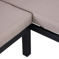 Outsunny 3Pcs Aluminium Frame Garden Lounging Set w/ Sofa Chaise Lounge Coffee Table Foam Cushions(m-9)