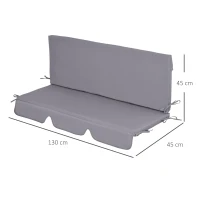 Outsunny Perne pentru exterior din spuma si poliester pentru balansoar de gradina, 3 locuri cu elemente de fixare, 2 bucati da 130x45x5 cm, gri inchis(m-3)
