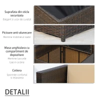 Outsunny Set de Gradina 8 Piese cu 4 Fotolii, 2 Fotolii de colt si 2 Masute pentru Gradina din Ratan Maro(m-7)