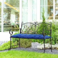 Outsunny Cuscino per Panchina da Giardino con Laccetti 100x40cm Blu(m-2)