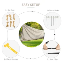 Outsunny 5 x 3 (m) Prelata Cort cu 2 Bare si Geanta de Transport, Cort Usor, Prelata Cort Adapost de Soare Copertina pentru Excursii, Drumetii, Calatorii(m-5)