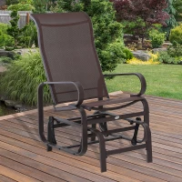Outsunny Outdoor Gliding Rocking Chair with Sturdy Metal Frame Garden Comfortable Swing Chair for Patio, Backyard and Poolside, Brown(m-12)