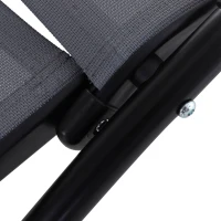 Outsunny Outdoor Lounger Patio Reclining Texteline Chair w/ Pillow, Adjustable Footrest Grey(m-15)