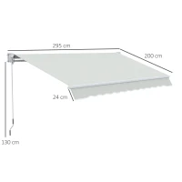 Outsunny Copertina pentru soare cu brate si actionare manuala, din aluminiu si poliester pentru exterior, 295x200 cm, alb crem(m-3)