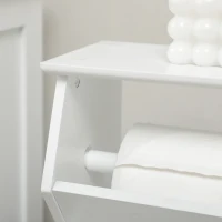 kleankin Dulap de Baie cu Economie de Spatiu din MDF Alb cu Compartiment pentru Hartia Igienica si Dulapior, 19x15x56 cm(m-7)