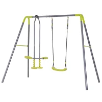 HOMCOM Kids Children Swing Glider Set  Metal Frame Backyard Playground Garden Outdoor Baby Toys(m-1)