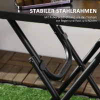 Outsunny Gartenmöbel-Set, Sitzgarnitur, 3-tlg., Klapptisch, 2 Klappstühle, Stahlrahmen, schwarz(m-5)