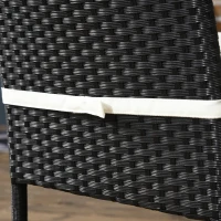 Set de gradina 5 bucati cu masa si 4 scaune pentru exterior din otel si ratan PE cu perne cu husa detasabila, negru(m-9)