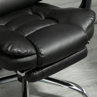 HOMCOM Scaun de Birou din Piele artificiala Neagra Inaltime Reglabila cu Spatar Rabatabil la 145° si Suport pentru Picioare, 64,5x69x117-127 cm(m-9)