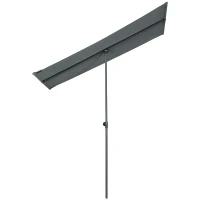 Outsunny Parasol de jardin inclinable auvent plat hauteur réglable polyester Anti-UV dim. 180L x 130l x 115-205H cm gris foncé(m-1)