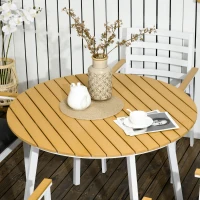 Outsunny Sitzgruppe für 4 Personen, 1 Tisch, 4 Stühle, wetterbeständig, 105 cm x 105 cm x 74 cm, Braun + Weiß + Grau(m-7)