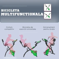 HOMCOM Bicicleta Pliabila 2 în 1 Rezistenta 8 Nivele Elastice pentru Brate(m-8)