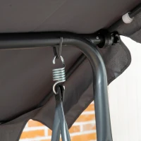 Outsunny Baloiço de Jardim de 3 Lugares com Toldo Ajustável Assento de Vime 2 Suporte para Capos 2 Bandejas 204x112x150 cm Cinza(m-9)