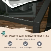 Outsunny Gartenmöbel-Set für 4 Personen, 1 Glastisch, 1 Sofa, 2 Sessel, wetterbeständig, Grau +Schwarz(m-4)